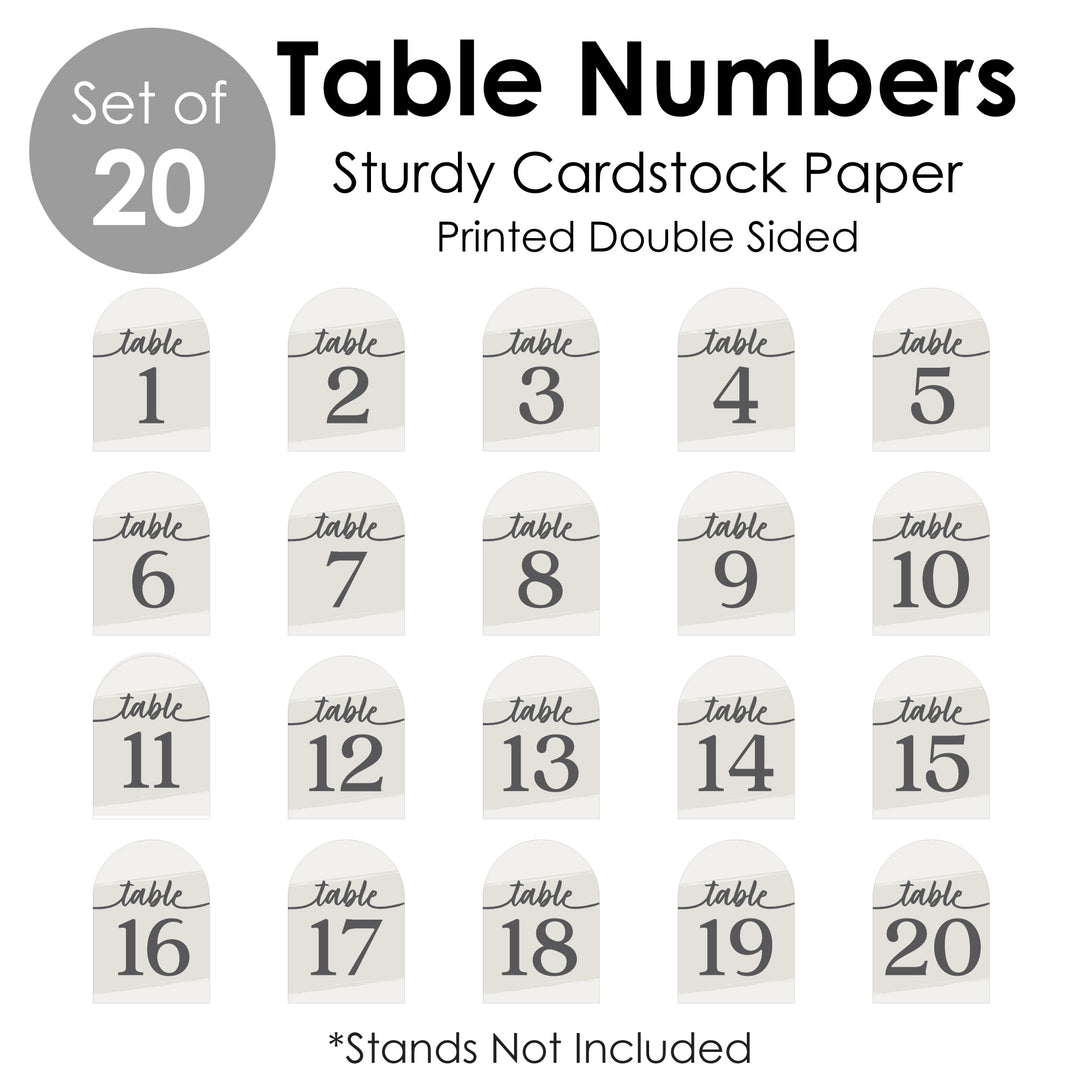 Elegantly Simple Table Numbers - 20 Ct