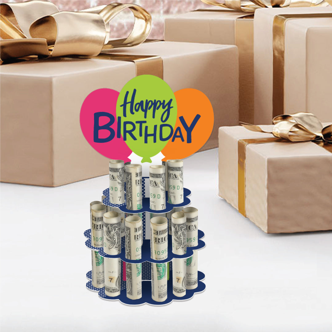 Cheerful Happy Birthday - DIY Colorful Birthday Party Money Holder Gift - Cash Cake