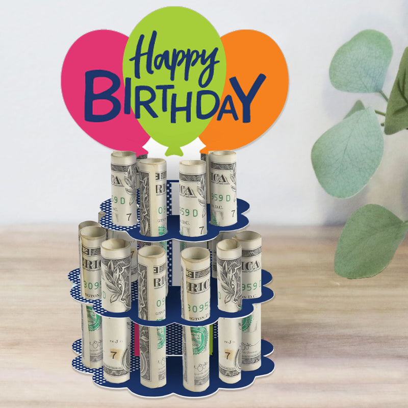 Cheerful Happy Birthday - DIY Colorful Birthday Party Money Holder Gift - Cash Cake
