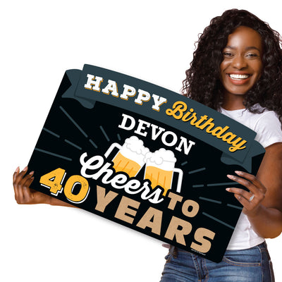 Cheers and Beers to 40 Years - Birthday Party Yard Sign Lawn Decorations - Personalized Happy Birthday Party Yardy Sign