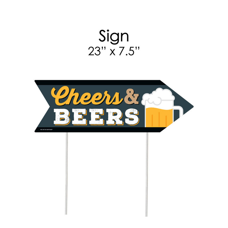 Cheers and Beers Happy Birthday - Birthday Party Sign Arrow - Double Sided Directional Yard Signs - Set of 2