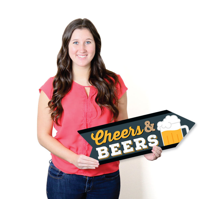 Cheers and Beers Happy Birthday - Birthday Party Sign Arrow - Double Sided Directional Yard Signs - Set of 2