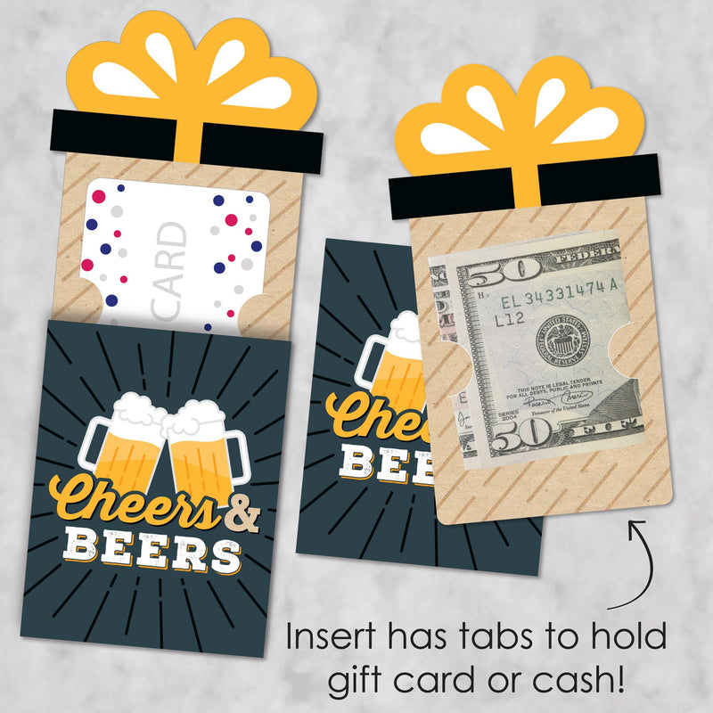 Cheers and Beers Happy Birthday - Birthday Party Money and Gift Card Sleeves - Nifty Gifty Card Holders - Set of 8