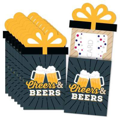 Cheers and Beers Happy Birthday - Birthday Party Money and Gift Card Sleeves - Nifty Gifty Card Holders - Set of 8
