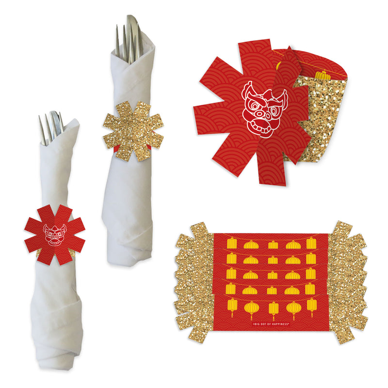 Chinese New Year - Lunar New Year Paper Napkin Holder - Napkin Rings - Set of 24