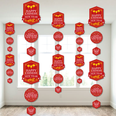 Chinese New Year - Lunar New Year DIY Dangler Backdrop - Hanging Vertical Decorations - 30 Pieces