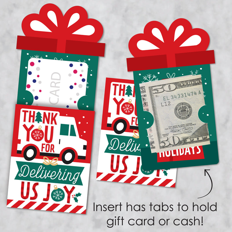 Christmas Delivery Drivers Appreciation - Thank You Mail Carriers Money and Gift Card Sleeves - Nifty Gifty Card Holders - Set of 8