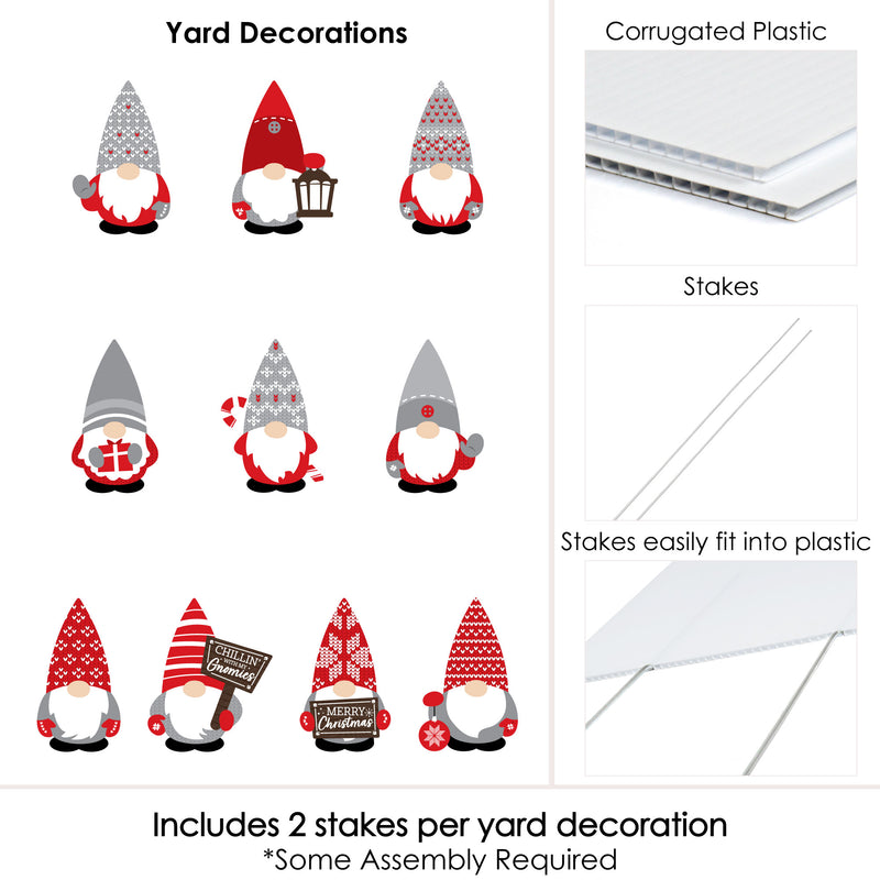Christmas Gnomes - Lawn Decorations - Outdoor Holiday Party Yard Decorations - 10 Piece