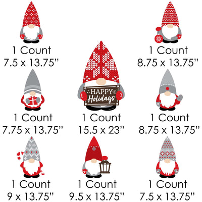 Christmas Gnomes - Yard Sign and Outdoor Lawn Decorations - Holiday Party Yard Signs - Set of 8