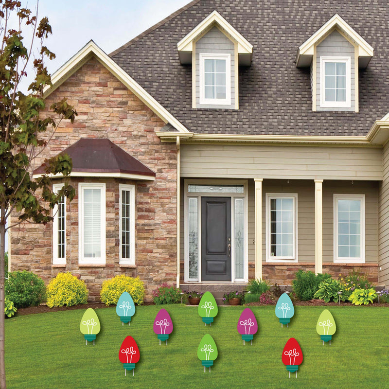 Christmas Light Bulbs - Lawn Decorations - Outdoor Holiday Party Yard Decorations - 10 Piece