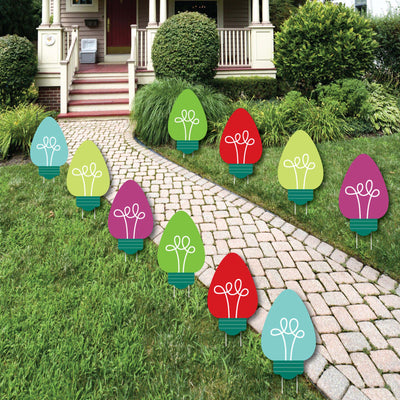 Christmas Light Bulbs - Lawn Decorations - Outdoor Holiday Party Yard Decorations - 10 Piece