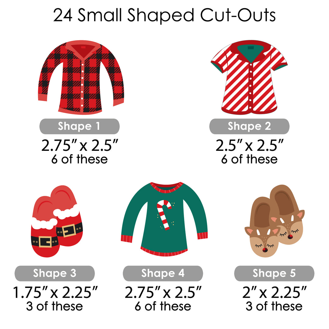 Christmas Pajamas - Holiday Plaid PJ Party DIY Decorations - Clothespin Garland Banner - 44 Pieces