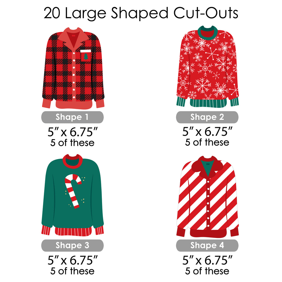 Christmas Pajamas - Holiday Plaid PJ Party DIY Decorations - Clothespin Garland Banner - 44 Pieces