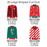 Christmas Pajamas - Holiday Plaid PJ Party DIY Decorations - Clothespin Garland Banner - 44 Pieces