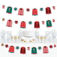 Christmas Pajamas - Holiday Plaid PJ Party DIY Decorations - Clothespin Garland Banner - 44 Pieces