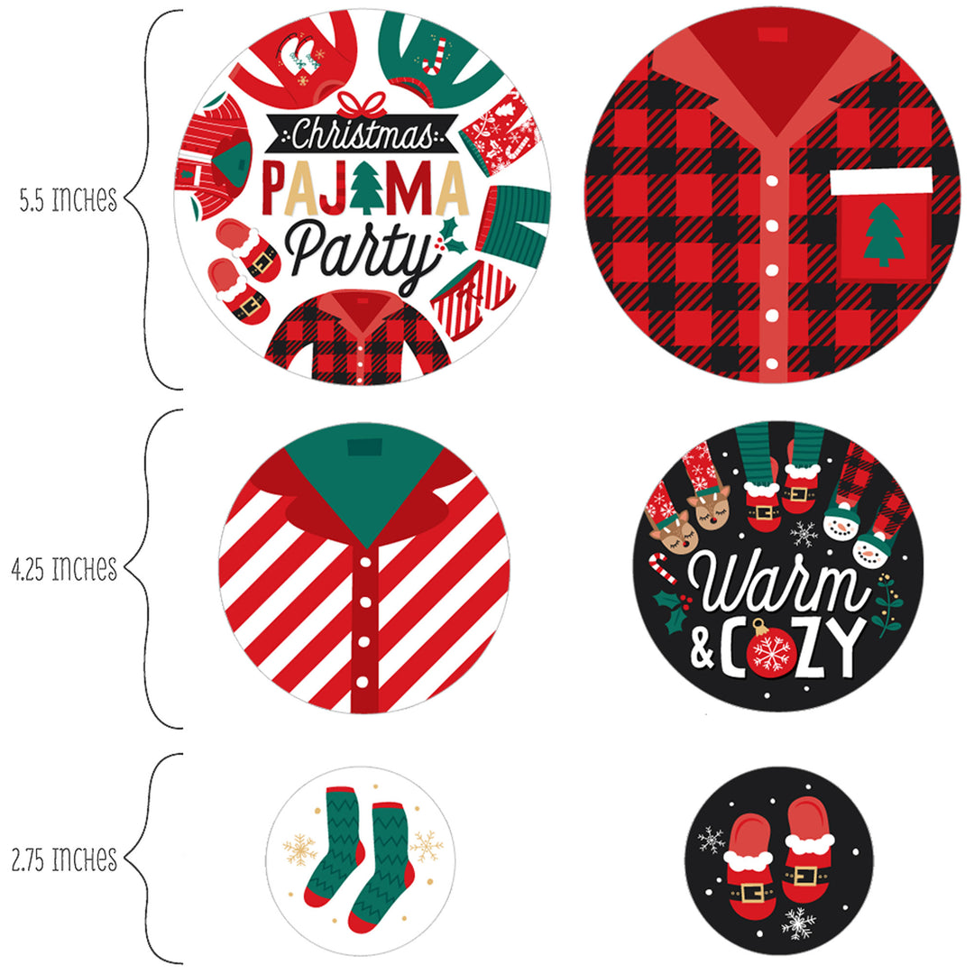 Christmas Pajamas - Holiday Plaid PJ Party Giant Circle Confetti - Party Decorations - Large Confetti 27 Count