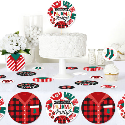 Christmas Pajamas - Holiday Plaid PJ Party Giant Circle Confetti - Party Decorations - Large Confetti 27 Count
