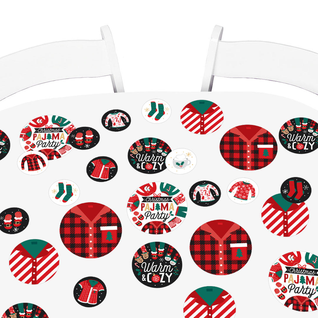Christmas Pajamas - Holiday Plaid PJ Party Giant Circle Confetti - Party Decorations - Large Confetti 27 Count