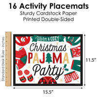 Christmas Pajamas - Paper Holiday Plaid PJ Party Coloring Sheets - Activity Placemats - Set of 16