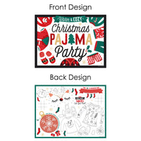 Christmas Pajamas - Paper Holiday Plaid PJ Party Coloring Sheets - Activity Placemats - Set of 16