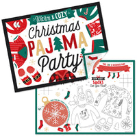 Christmas Pajamas - Paper Holiday Plaid PJ Party Coloring Sheets - Activity Placemats - Set of 16