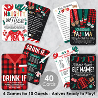 Christmas Pajamas - 4 Holiday Plaid PJ Party Games - 10 Cards Each - Gamerific Bundle