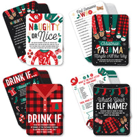 Christmas Pajamas - 4 Holiday Plaid PJ Party Games - 10 Cards Each - Gamerific Bundle