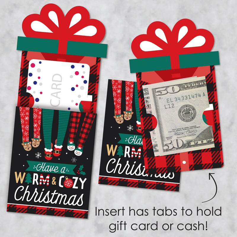 Christmas Pajamas - Holiday Plaid PJ Party Money and Gift Card Sleeves - Nifty Gifty Card Holders - Set of 8