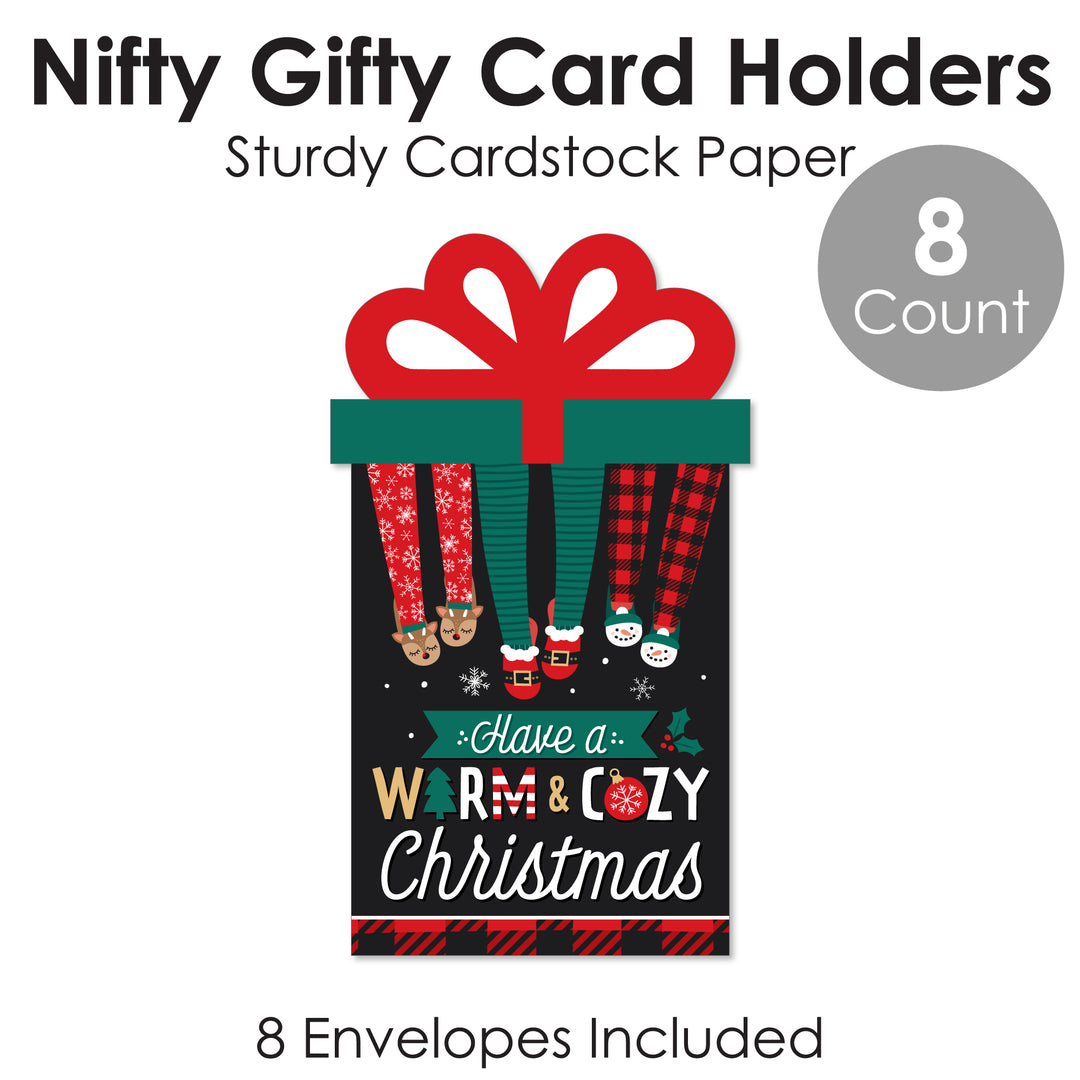 Christmas Pajamas - Holiday Plaid PJ Party Money and Gift Card Sleeves - Nifty Gifty Card Holders - Set of 8