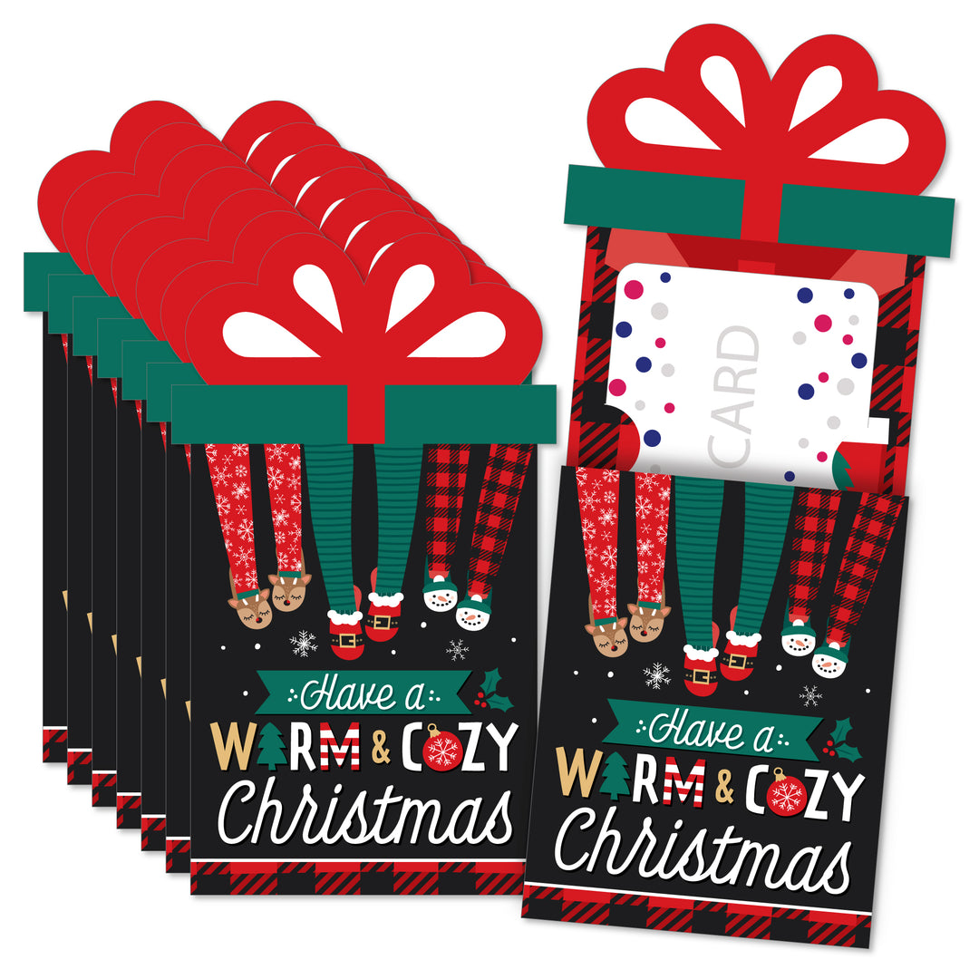 Christmas Pajamas - Holiday Plaid PJ Party Money and Gift Card Sleeves - Nifty Gifty Card Holders - Set of 8
