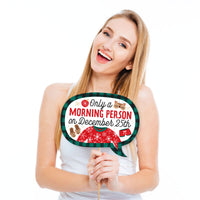 Funny Christmas Pajamas - Holiday Plaid PJ Party Photo Booth Props Kit - 10 Piece