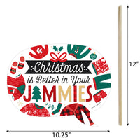 Funny Christmas Pajamas - Holiday Plaid PJ Party Photo Booth Props Kit - 10 Piece