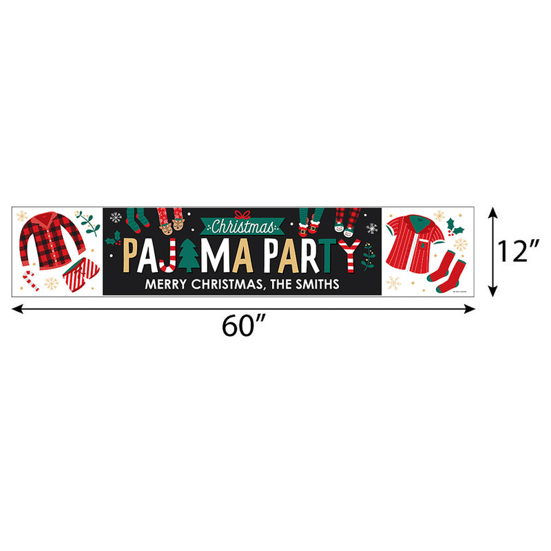 Christmas Pajamas - Personalized Holiday Plaid PJ Party Banner