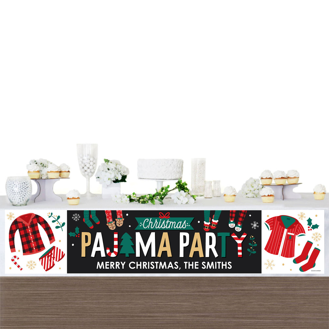 Christmas Pajamas - Personalized Holiday Plaid PJ Party Banner