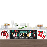Christmas Pajamas - Personalized Holiday Plaid PJ Party Banner