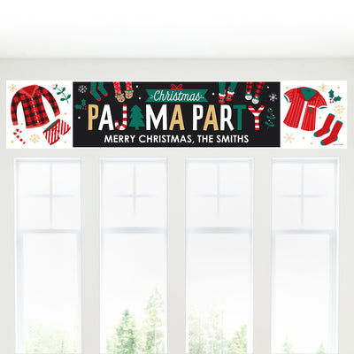 Christmas Pajamas - Personalized Holiday Plaid PJ Party Banner