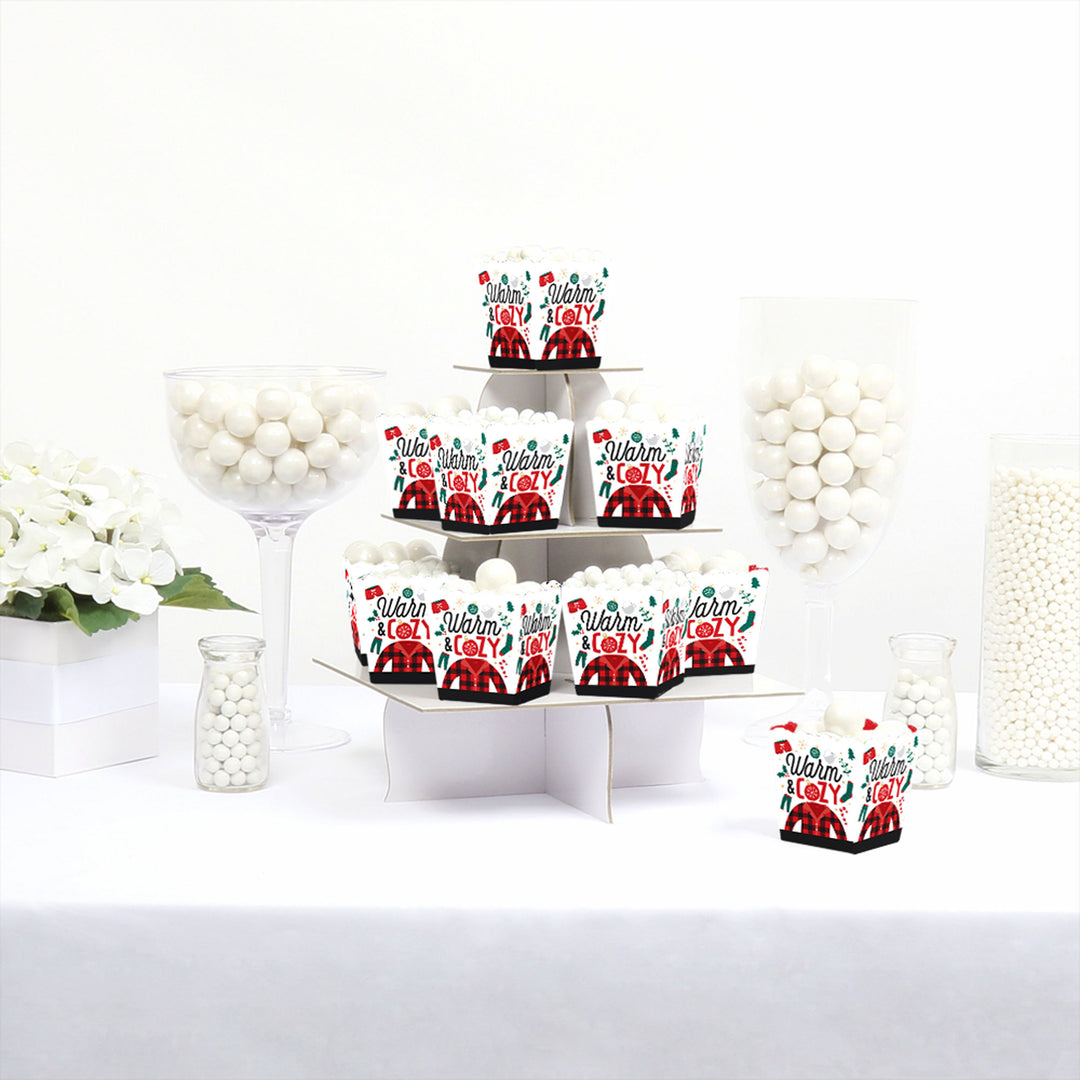 Christmas Pajamas - Party Mini Favor Boxes - Holiday Plaid PJ Party Treat Candy Boxes - Set of 12