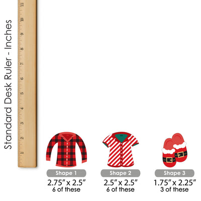 Christmas Pajamas - DIY Shaped Holiday Plaid PJ Party Cut-Outs - 24 Count