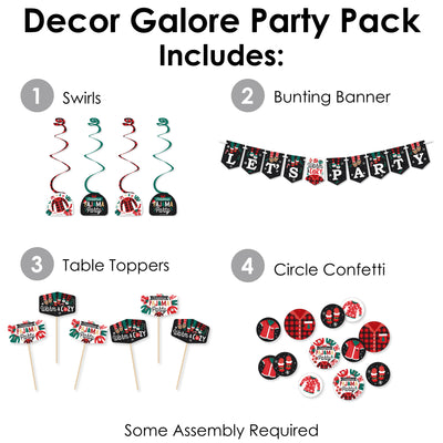 Christmas Pajamas - Holiday Plaid PJ Party Supplies Decoration Kit - Decor Galore Party Pack - 51 Pieces