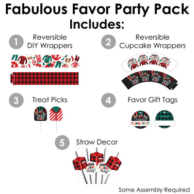 Christmas Pajamas - Holiday Plaid PJ Party Favors and Cupcake Kit - Fabulous Favor Party Pack - 100 Pieces