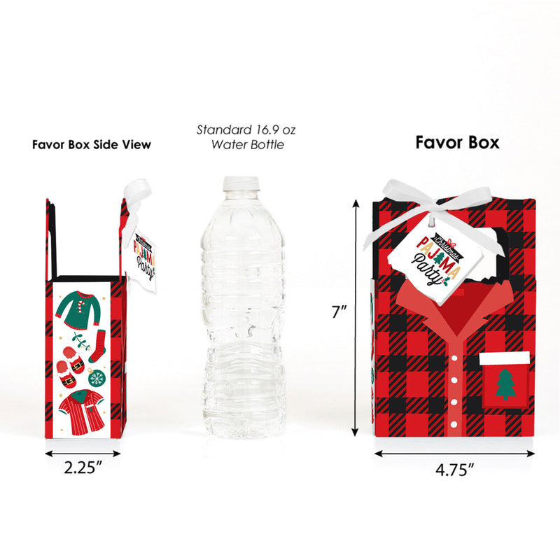 Christmas Pajamas - Holiday Plaid PJ Party Favor Boxes - Set of 12