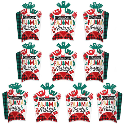 Christmas Pajamas - Table Decorations - Holiday Plaid PJ Party Fold and Flare Centerpieces - 10 Count