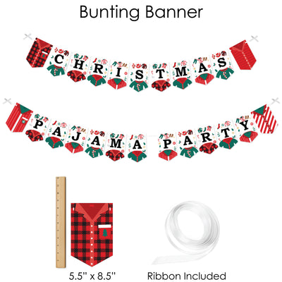 Christmas Pajamas - Holiday Plaid PJ Party Supplies - Banner Decoration Kit - Fundle Bundle