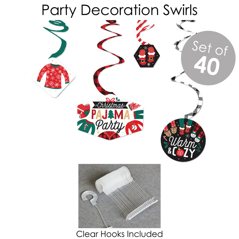 Christmas Pajamas - Holiday Plaid PJ Party Supplies - Banner Decoration Kit - Fundle Bundle