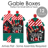 Christmas Pajamas - Treat Box Party Favors - Holiday Plaid PJ Party Goodie Gable Boxes - Set of 12