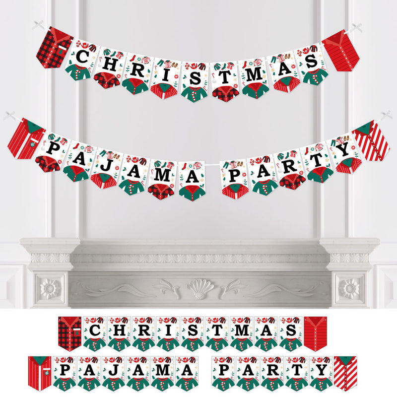 Christmas Pajamas - Holiday Plaid PJ Party Bunting Banner - Party Decorations - Christmas Pajama Party