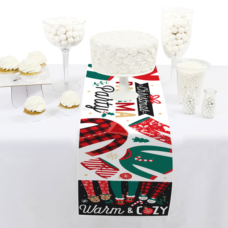 Christmas Pajamas - Petite Holiday Plaid PJ Party Paper Table Runner - 12 x 60 inches