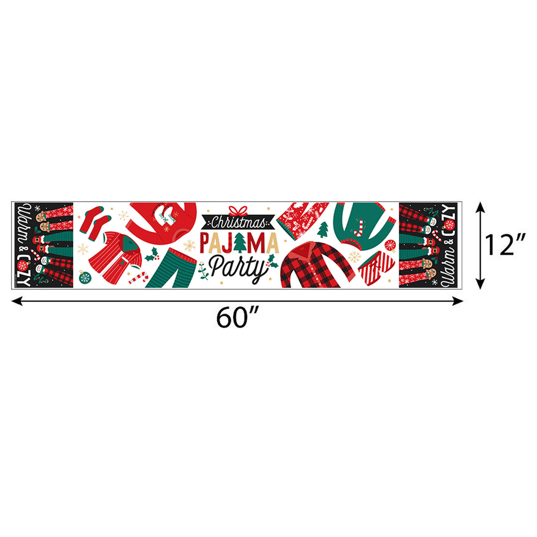 Christmas Pajamas - Petite Holiday Plaid PJ Party Paper Table Runner - 12 x 60 inches