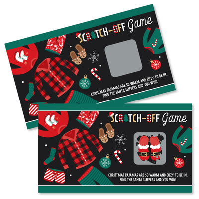 Christmas Pajamas - Holiday Plaid PJ Party Game Scratch Off Cards - 22 Count