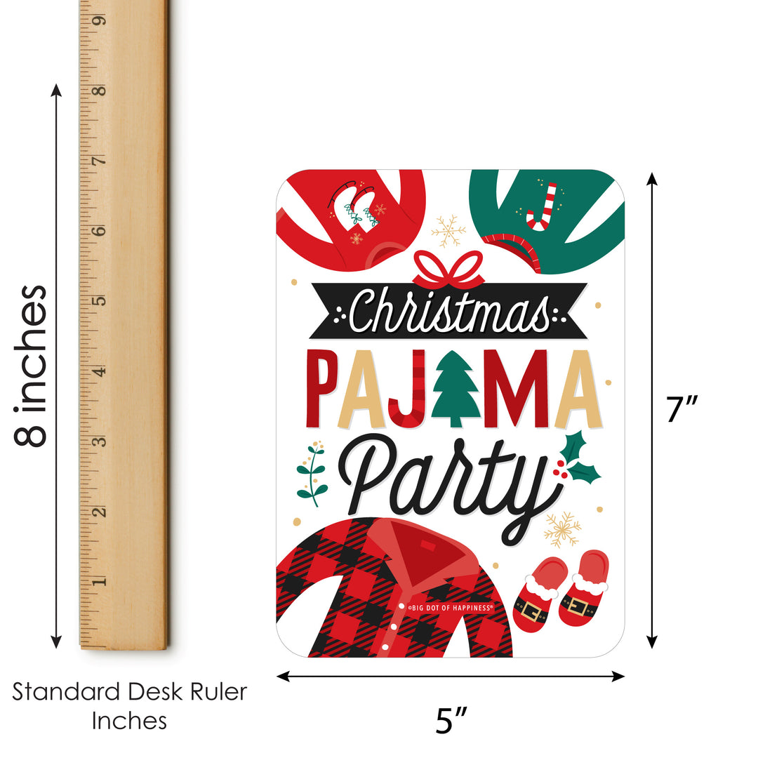 Christmas Pajamas - Bingo Cards and Markers - Holiday Plaid PJ Party Bingo Game - Set of 18
